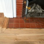 Here you see the original finish as compared to the sanded areas near the fireplace